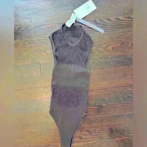 Zara Woman’s Brown And Mesh Bodysuit Size Med/Lg